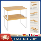Organizzatore per portaspezie in legno di bambù da 2 pezzi, multiuso, impilabile, per bancone da cucina, supporto per condimenti in metallo per controsoffitto dell'armadio