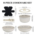 Set di pentole e padelle antiaderenti da 8 pezzi con coperchi, manico staccabile, supporti per pentole, cassaforte per il forno, compatibile con tutti i piani cottura