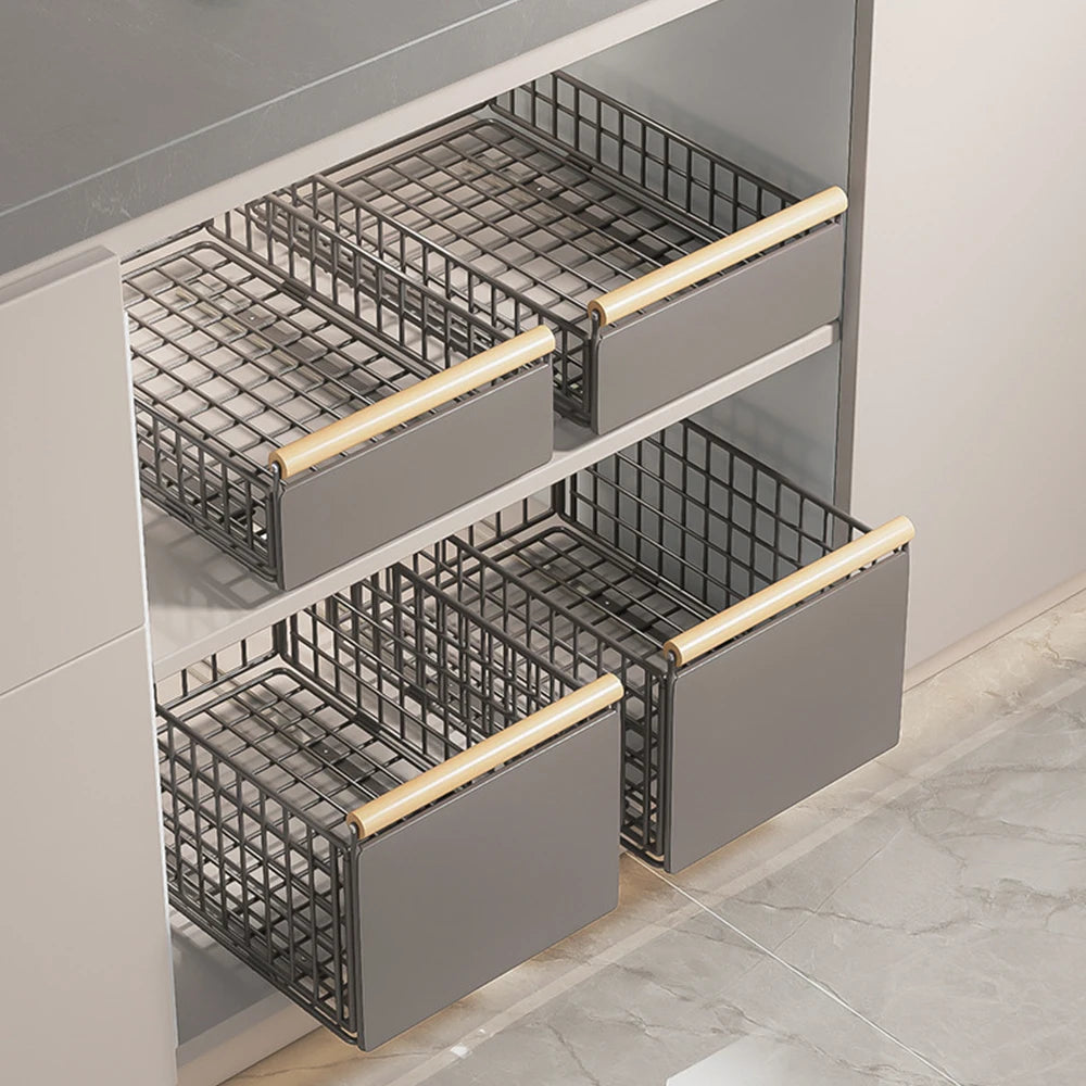 Scaffale portaoggetti con cassetto estraibile, cestino portaoggetti, scaffale per armadio scalabile, organizer per cassetti, per armadi, cucine, sala da pranzo