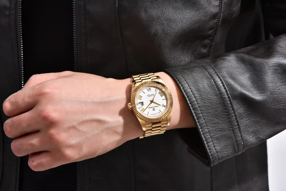 PAGANI DESIGN Orologio da Polso Meccanico Automatico Uomo D36 Oro Rosa Acciaio Inossidabile Vetro Zaffiro