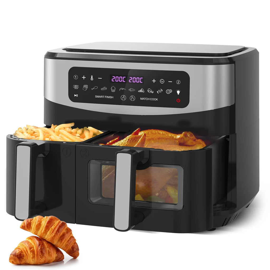 Friggitrice ad aria doppio cestello Gidgimo 10L, 2600W, nero