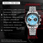 PAGANI DESIGN Orologio da polso al quarzo cronografo uomo, modello Panda, vetro zaffiro, impermeabile 10 bar