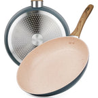 Padella colorata da 20/24/28 cm con manico in legno, padella antiaderente, padelle per frittata per pancake per tutti i fornelli, pentole da cucina per la casa