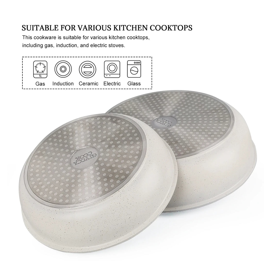 Set di pentole e padelle antiaderenti da 8 pezzi con coperchi, manico staccabile, supporti per pentole, cassaforte per il forno, compatibile con tutti i piani cottura