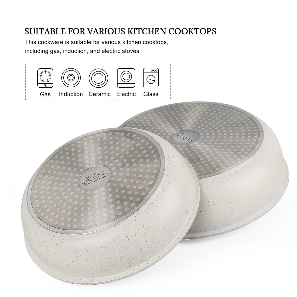 Set di pentole e padelle antiaderenti da 8 pezzi con coperchi, manico staccabile, supporti per pentole, cassaforte per il forno, compatibile con tutti i piani cottura