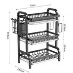 Stendino per piatti Scolapiatti a 3 livelli Scolapiatti Scaffale per piatti antiruggine di grande capacità con portautensili Organizzatore da cucina