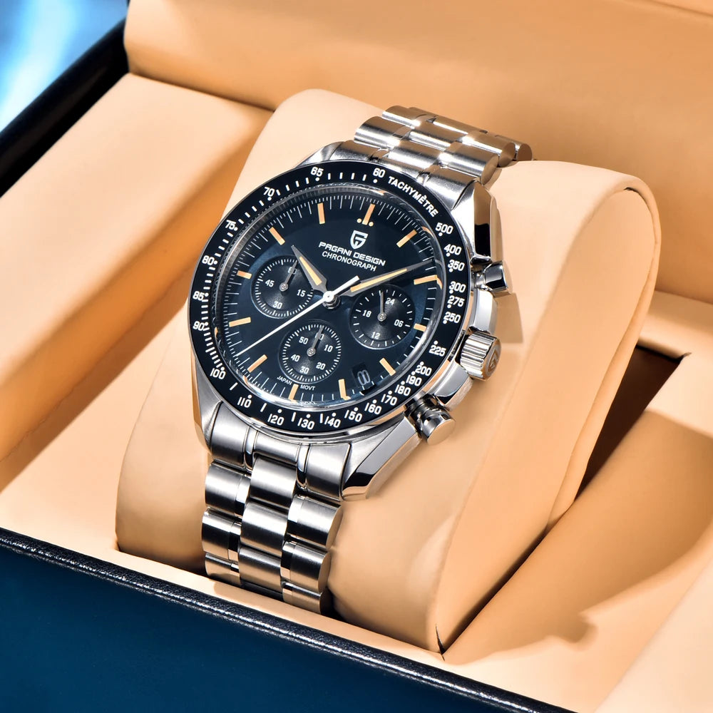 PAGANI DESIGN Saturn Orologio da Polso al Quarzo Cronografo Sportivo Acciaio Inossidabile Impermeabile 10 Bar