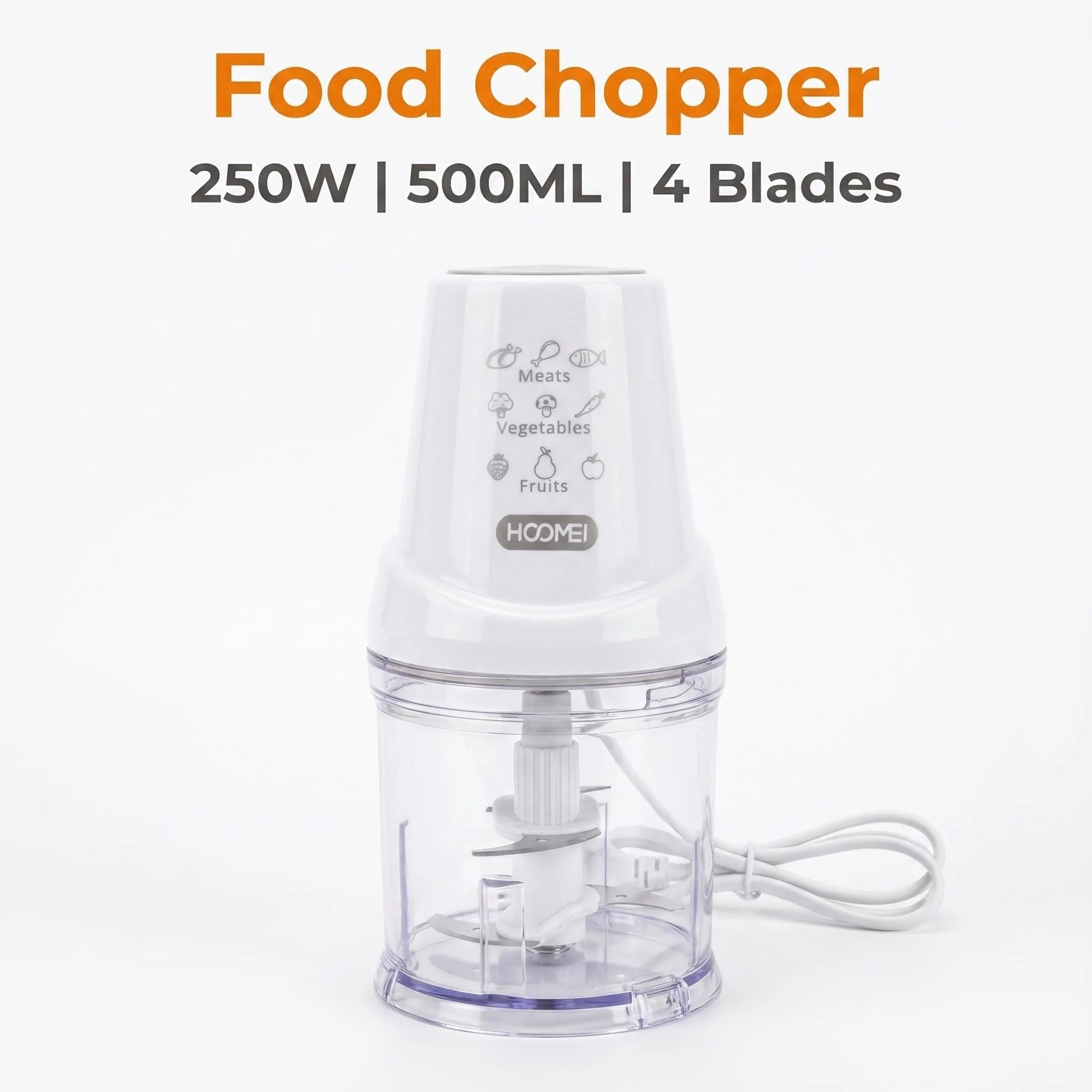 Elektrischer Zerkleinerer 300W Hochleistung, 2L Fassungsvermögen, Edelstahl, Küchenhäcksler, geeignet für Knoblauch, Fleisch, Gemüse und Nüsse