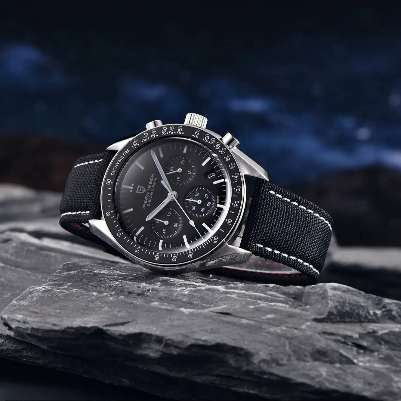 PAGANI DESIGN Moon ST6 Orologio da Uomo al Quarzo con Cronografo, Cassa in Acciaio Inossidabile, Vetro Zaffiro, Modello PD1701