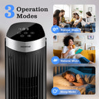 Aigostar Digitaler Turmventilator mit Fernbedienung/12-Stunden-Timer. 4 Modi und 3 einstellbare Geschwindigkeiten. 45W Leistung, 65° Oszillation, 93CM, für Zuhause und Büro, Schwarz