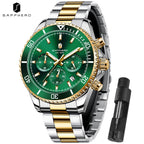 SAPPHERO Orologio Uomo Quarzo Cronografo Sport Acciaio Inossidabile Impermeabile 50M