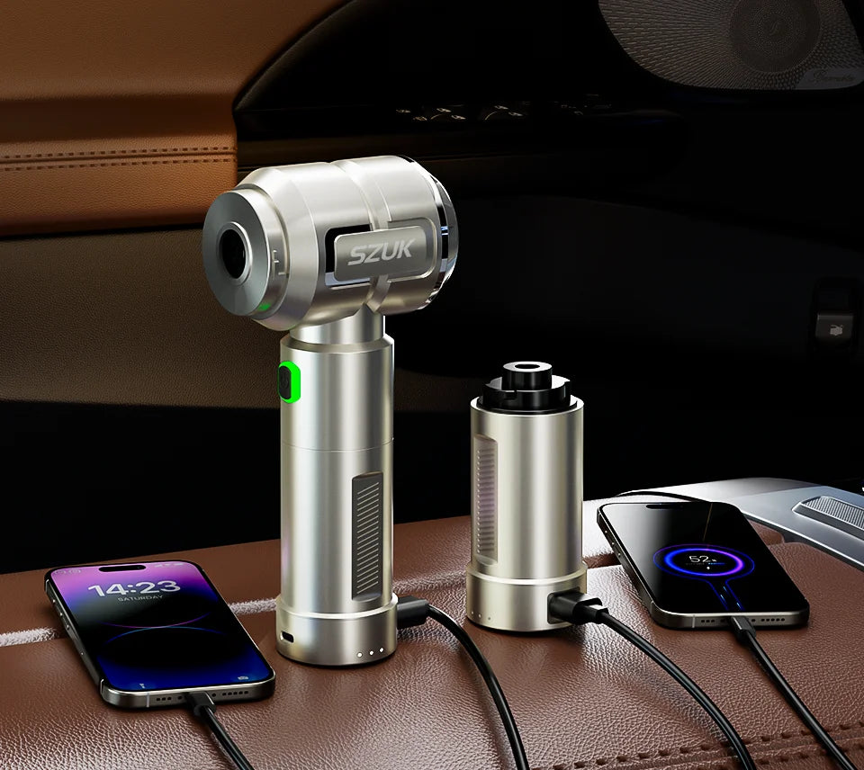 SZUK Neuer kabelloser Auto-Staubsauger, tragbarer Handstaubsauger, Mini-Gebläse mit LED-Licht, leistungsstarker Akku-Staubsauger