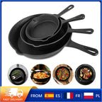 Set di Padelle in Ghisa Multi-Misura, Padella per Cottura Sana Senza Rivestimento, Ottima Ritenzione del Calore, Adatta a Tutti i Fornelli, Padella Robusta e Durevole per Bistecche, Verdure, BBQ e Brasatura