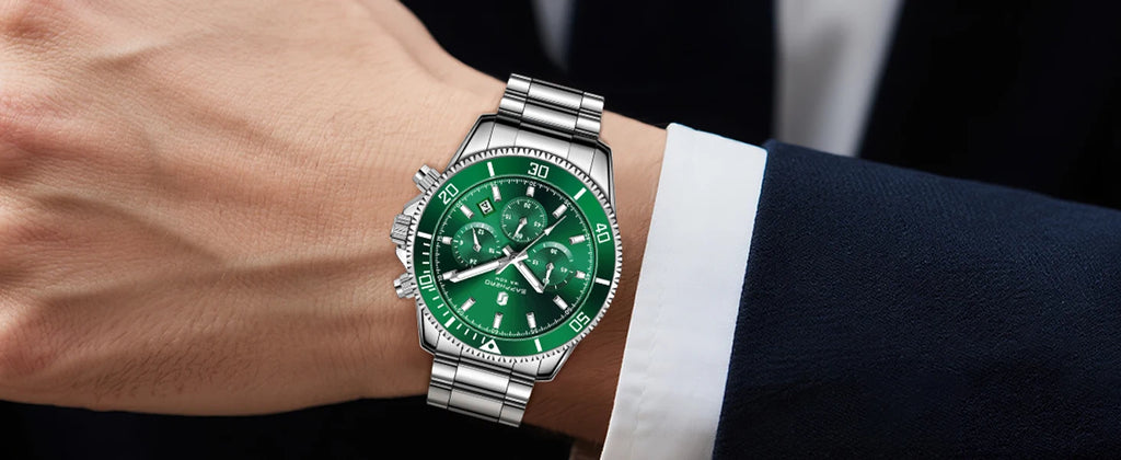 SAPPHERO Orologio Uomo Quarzo Cronografo Sport Acciaio Inossidabile Impermeabile 50M