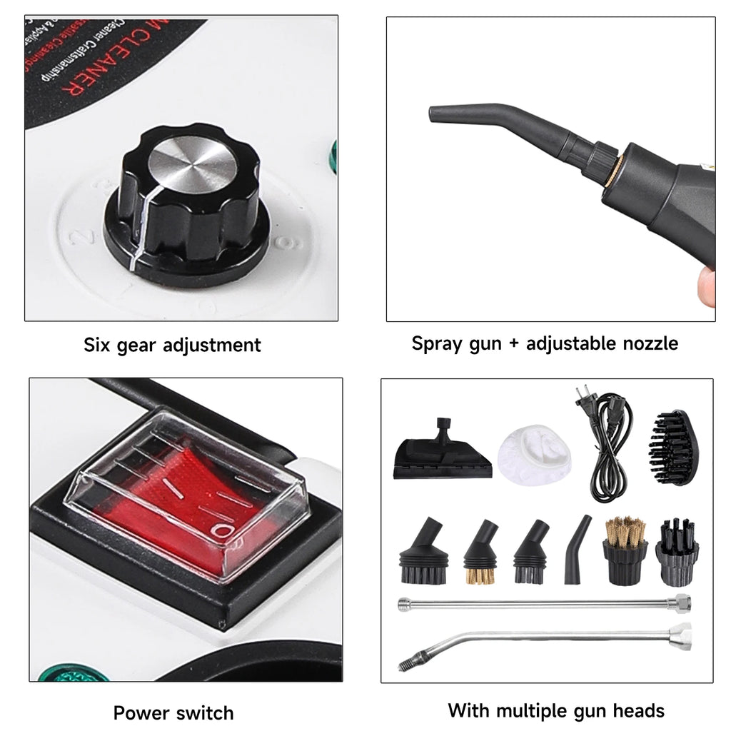 Dampfreiniger Handgerät 2500W, Hochtemperatur-Dampfreiniger, Dampfstrahler für Zuhause, Auto und Küche