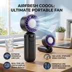 Mini ventilatore portatile palmare pieghevole LIPETY con raffreddamento a ghiaccio, 120 velocità, USB ricaricabile con schermo display