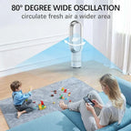 Ventilatore senza pale da 16 pollici, a torre con diametro di 80 cm °   Base oscillante, telecomando, regolazione continua della velocità, display LED, funzione di spegnimento automatico, ventola di raffreddamento portatile