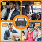 Elektrische Brotdose 80 W 2,5 L, tragbare, abnehmbare Brotdose aus Edelstahl für Auto/LKW/Büro mit Thermotasche (2,5 L Schwarz)