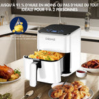 Friggitrice ad Aria DEIME 2.5L, Mini Friggitrice Compatta ad Aria Calda, Schermo Touch LED, Cestello Antiaderente