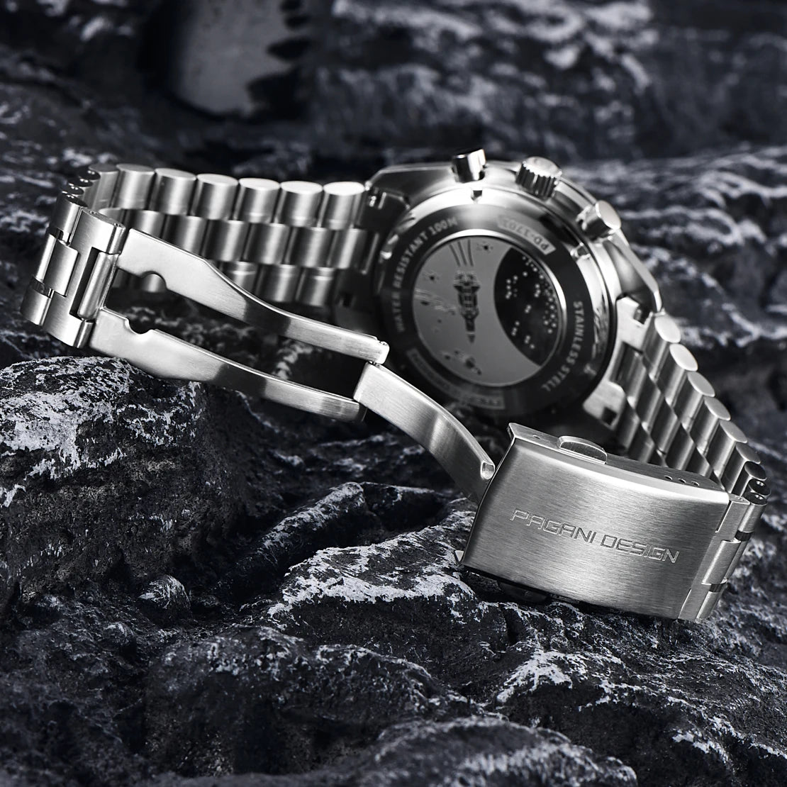 PAGANI DESIGN Orologio da polso al quarzo cronografo blu con vetro zaffiro e cassa in acciaio inossidabile