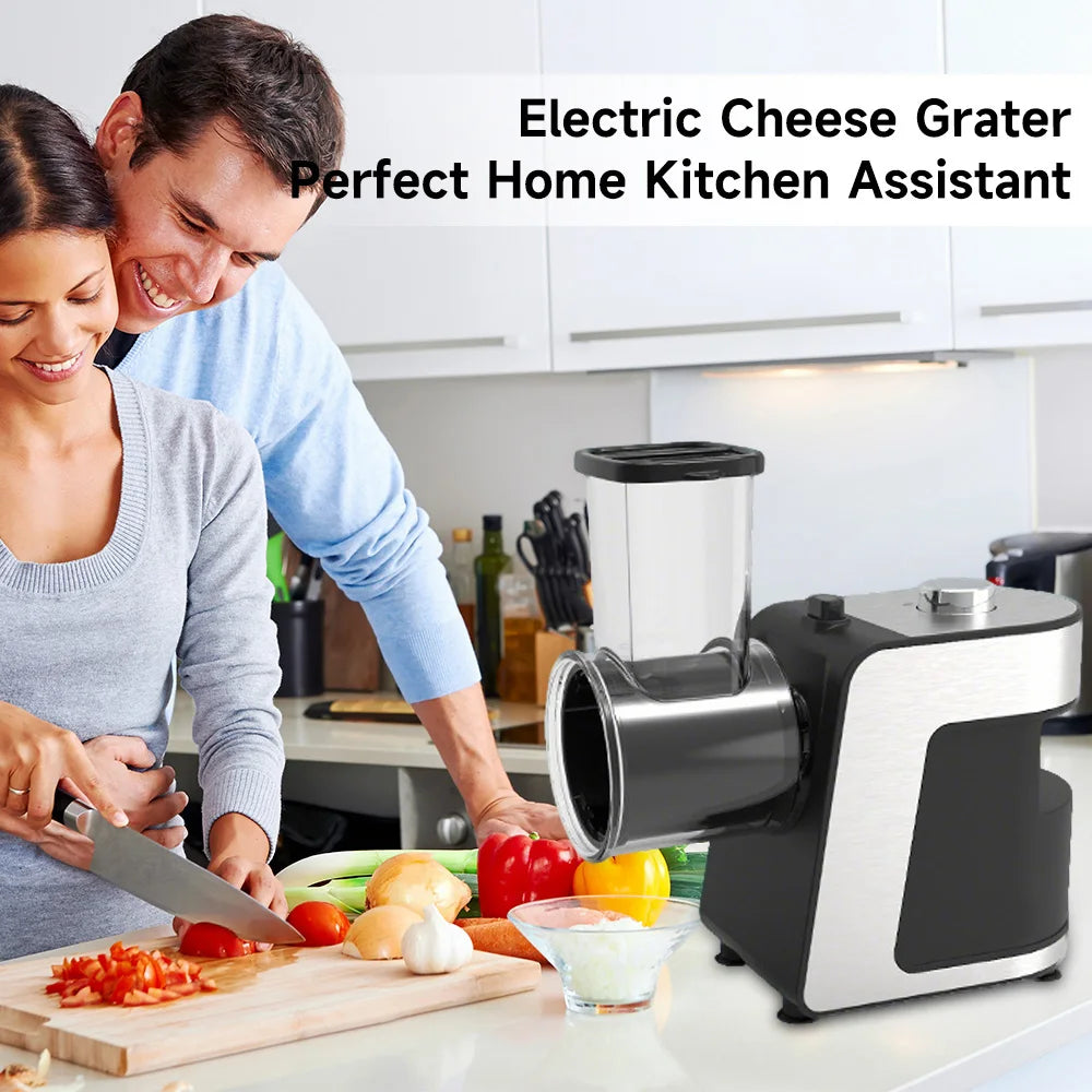 5-in-1 Elektrische Reibe und Gemüsehobel, 500W, für Gemüse und Käse, zerkleinert, hobelt, reibt Käse, Gemüse, Nüsse, Küchenmaschine für den Hausgebrauch
