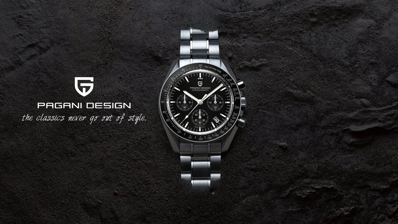 PAGANI DESIGN Moon ST6 Orologio da Uomo al Quarzo con Cronografo, Cassa in Acciaio Inossidabile, Vetro Zaffiro, Modello PD1701