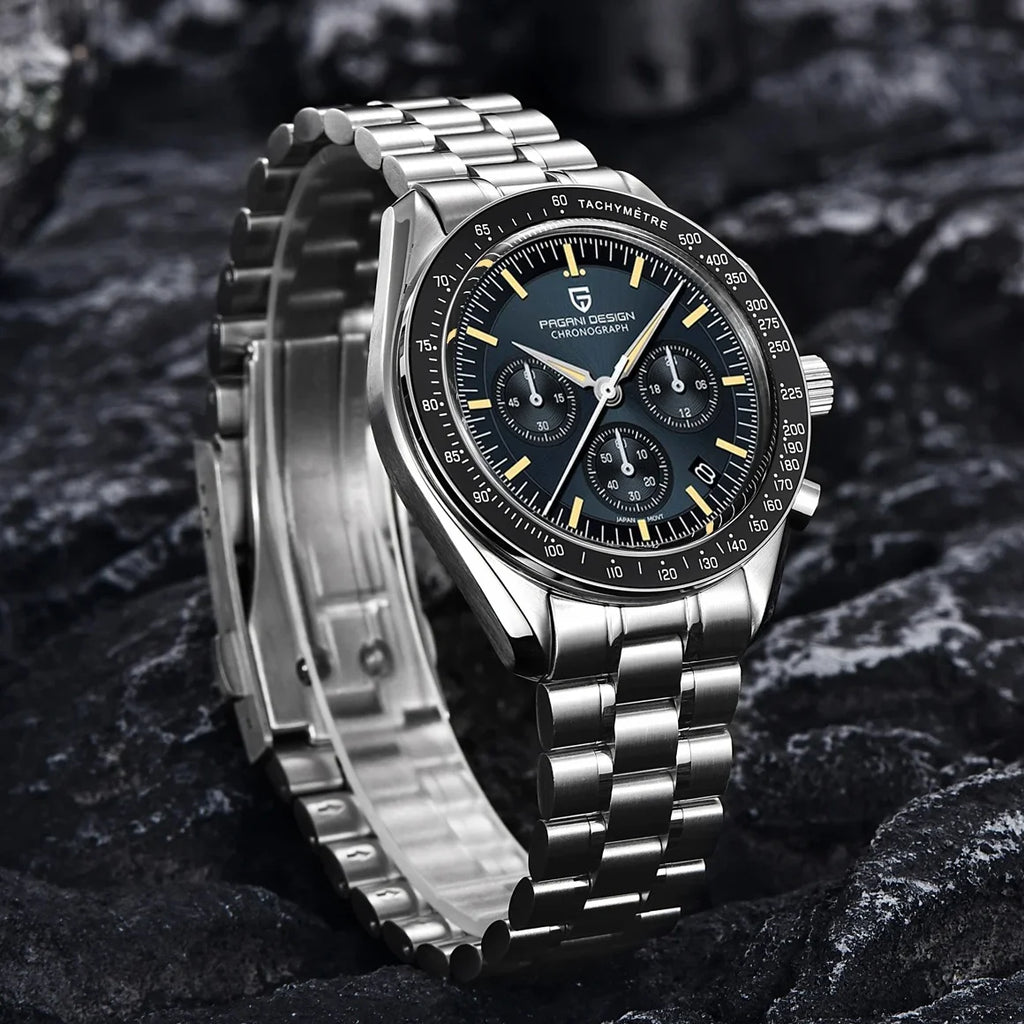 PAGANI DESIGN Orologio da Polso al Quarzo con Vetro Zaffiro, Cronografo Sportivo Impermeabile 10 Bar, Acciaio Inossidabile 316L