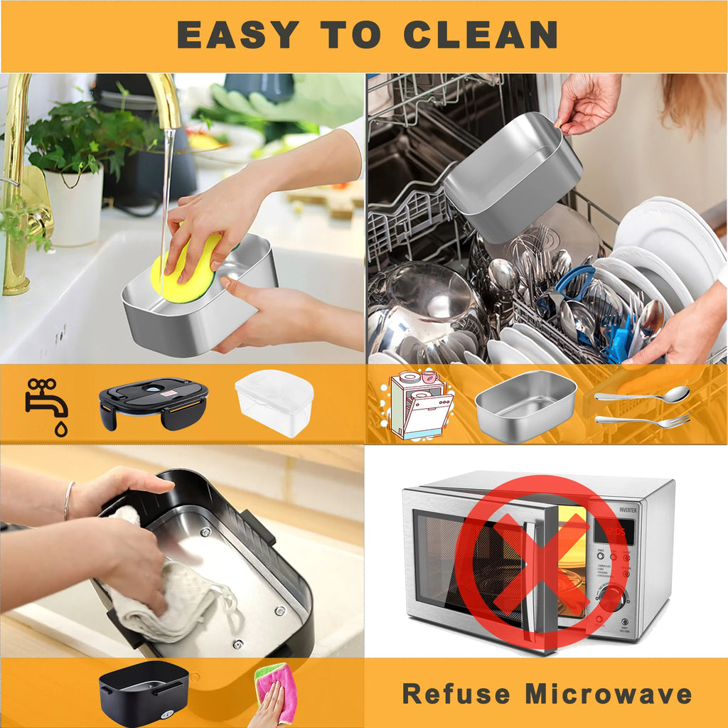 Elektrische Lunchbox, 1,5 l, 80 W, 12 V/24 V/230 V, tragbarer Speisenwärmer für Auto oder Zuhause, zum Erhitzen von Mittagessen