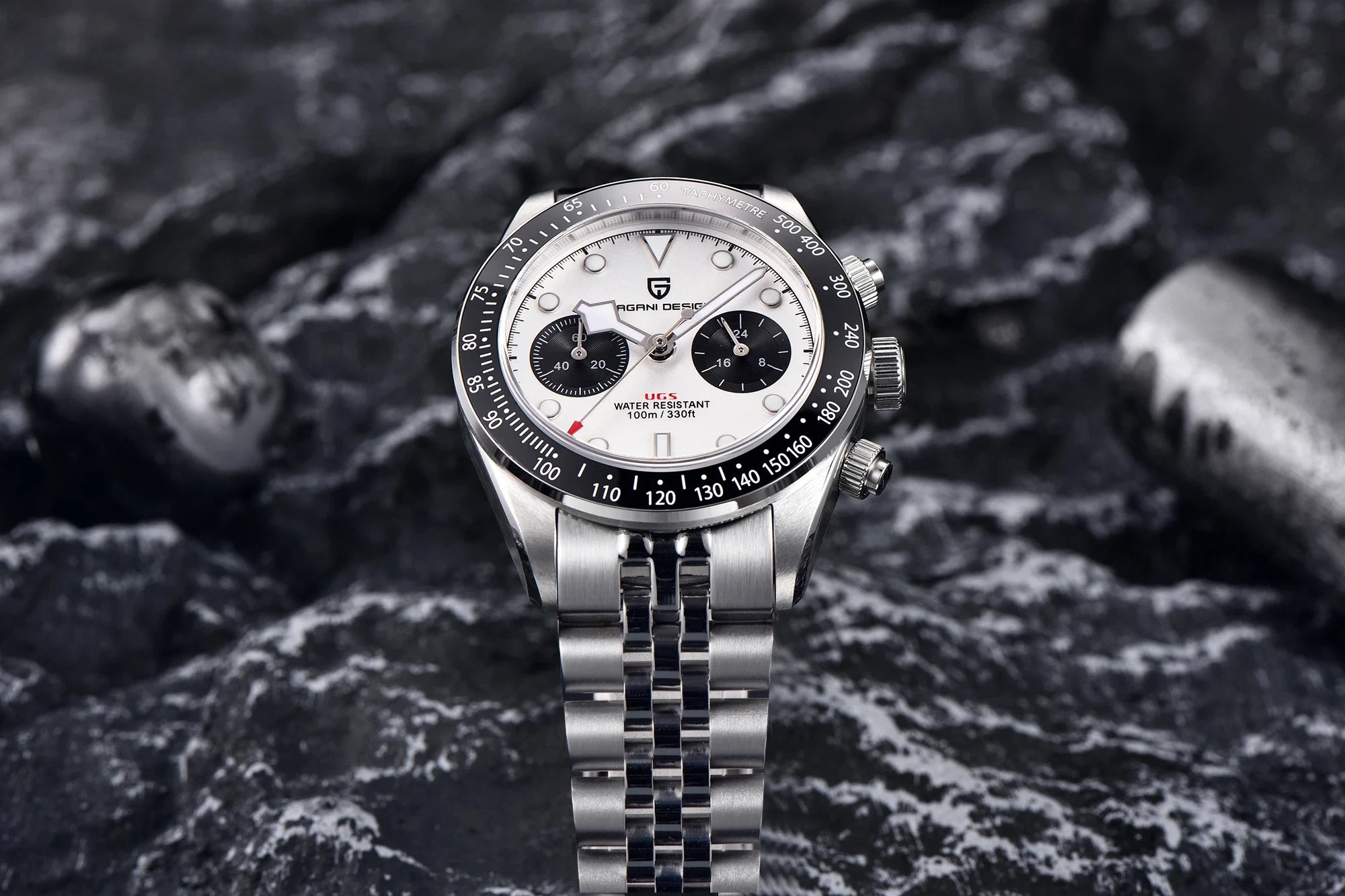 PAGANI DESIGN Orologio da polso al quarzo cronografo uomo, modello Panda, vetro zaffiro, impermeabile 10 bar