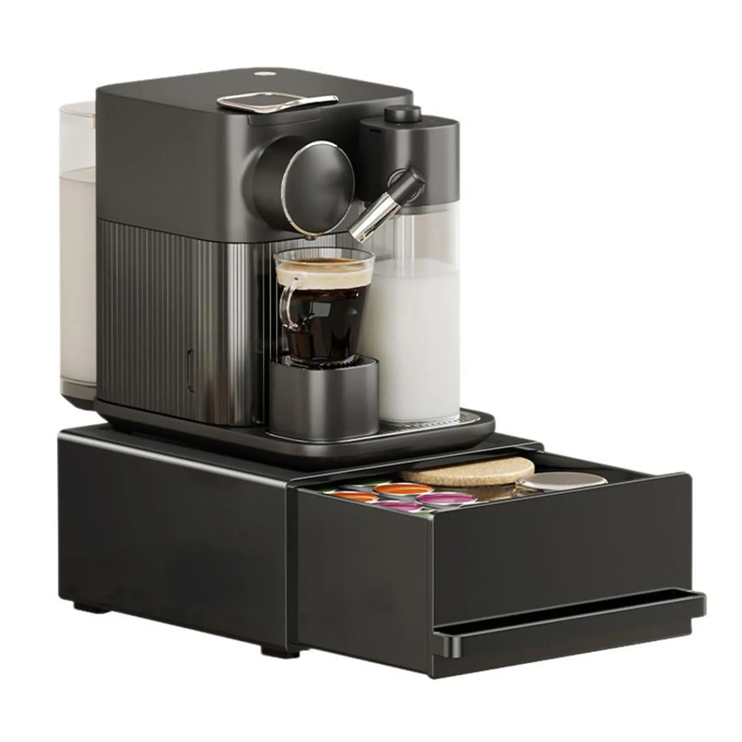Kaffeemaschinen-Halterung, Aufbewahrungsbehälter, ausziehbarer Flaschenhalter, Bar-Organizer, vielseitiges Regal