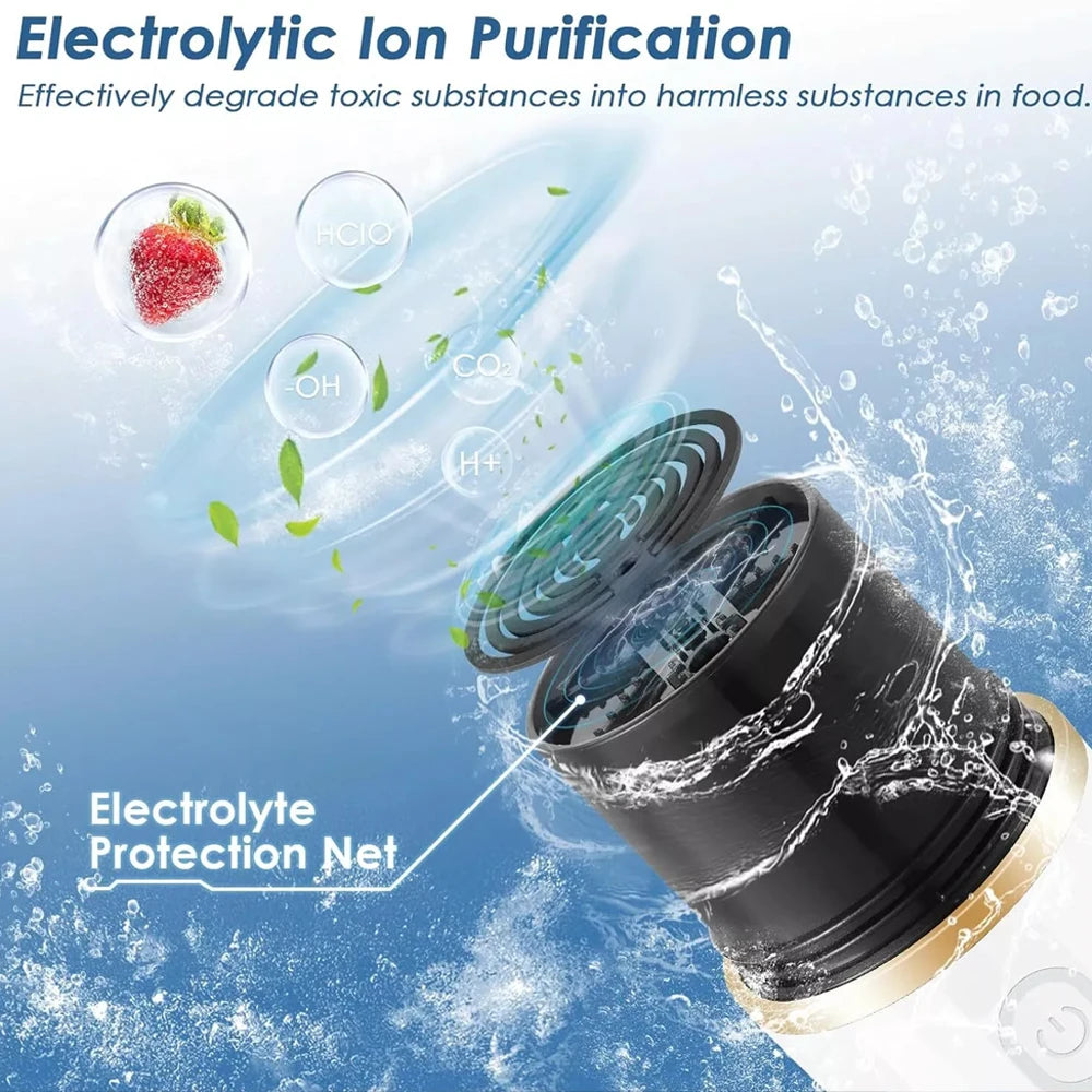 Induktiver kabelloser Obst- und Gemüsereiniger, IPX7 wasserdicht, Elektrolyt-Ionen-Reiniger zum Entfernen von Pestiziden