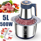 Elektrischer Fleischwolf 5L, Edelstahl-Zerkleinerer, Multifunktionaler Gemüseschneider, Prozessor, Küchenmixer