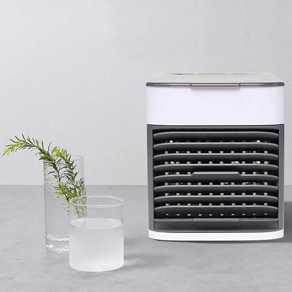 Mini tragbare Klimaanlage, Wasserkühler, erfrischt, befeuchtet und reinigt, drei Geschwindigkeiten und LED-Licht