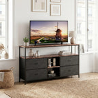 Anajqaqia Moderner TV-Ständer mit 4 Schubladen, Aufbewahrungsschrank mit LED-Beleuchtung, Metallrahmen, geeignet für Wohnzimmer und Schlafzimmer, 137 x 30 x 78 cm