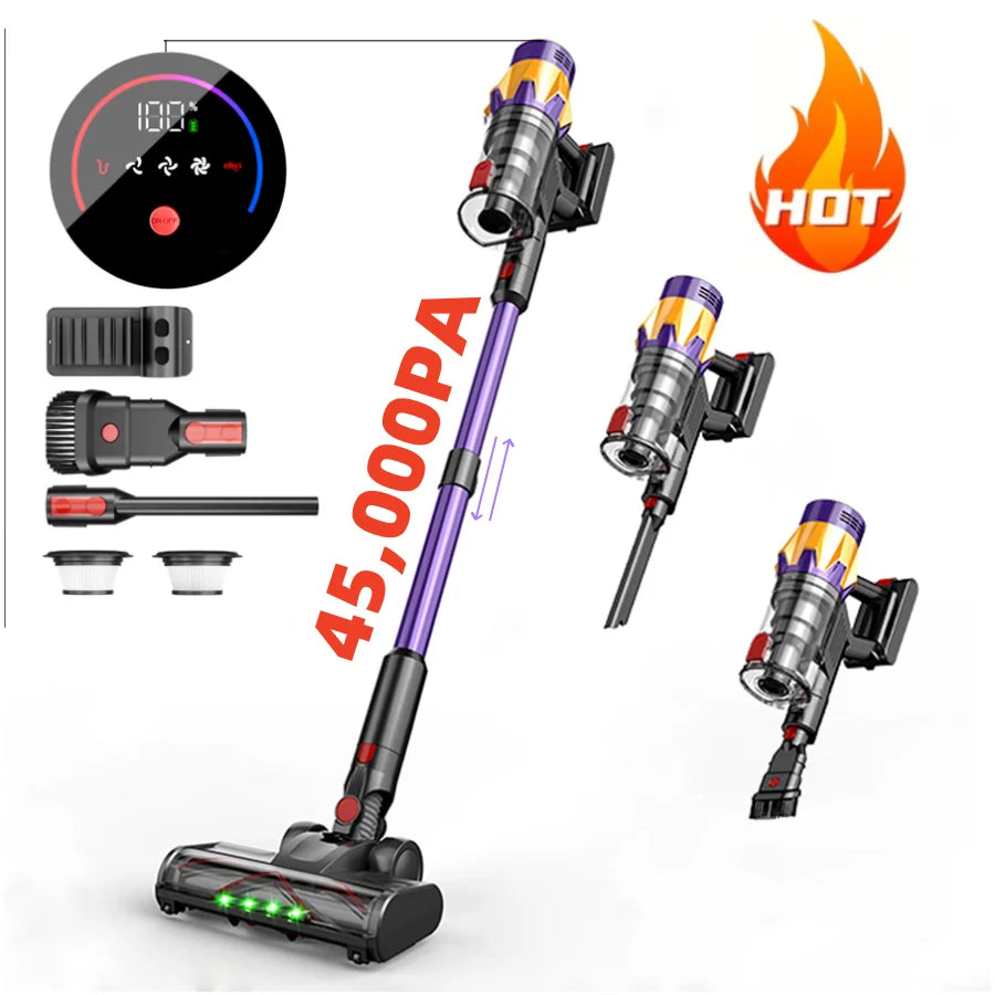 Blossom V18 Kabelloser Staubsauger 550W 45KPA Leistungsstark mit LED-Display Anti-Verfilzungsbürste Abnehmbarer Akku 1,5L für Tierhaare Hartböden Teppiche Zuhause Auto