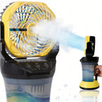 Ventilatore Portatile Nebulizzatore a Batteria 15.000 mAh 2.000 ml Luce RGB 4 Velocità 90° °   Oscillazione Nero Giallo