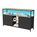 Anajqaqia Moderner TV-Ständer mit 4 Schubladen, Aufbewahrungsschrank mit LED-Beleuchtung, Metallrahmen, geeignet für Wohnzimmer und Schlafzimmer, 137 x 30 x 78 cm
