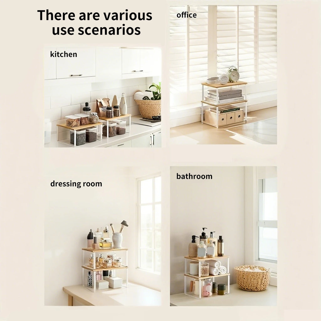 2 pezzi armadio organizzatore scaffale per spezie scaffale multiuso impilabile scaffale per condimenti di grande capacità dispensa armadio cosmetico