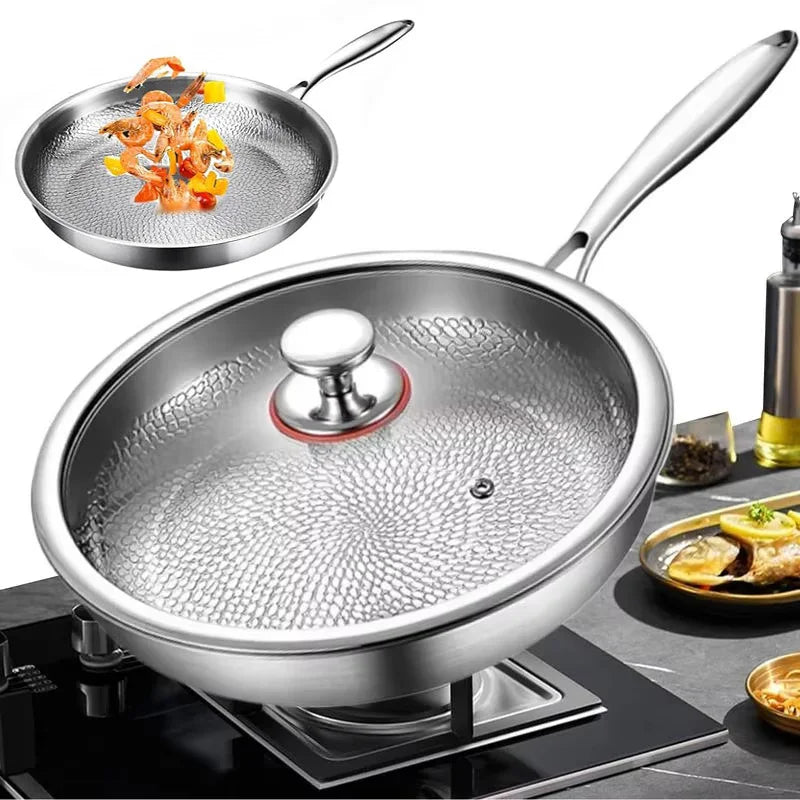 Padella in lega di titanio di alta qualità, padella antiaderente per bistecche e pancake, padella in titanio per fornelli a gas, utensili da cucina.
