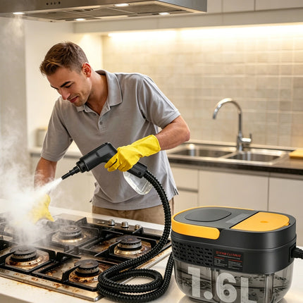 Pulitore a Vapore Portatile ad Alta Pressione 2500W, Vapore Regolabile a 3 Livelli 105 ℃ Macchina per Pulizie Portatile con Accessori Multipli, Serbatoio da 1600ML per Pulizia Profonda di Cucina, Bagno, Auto e Finestre
