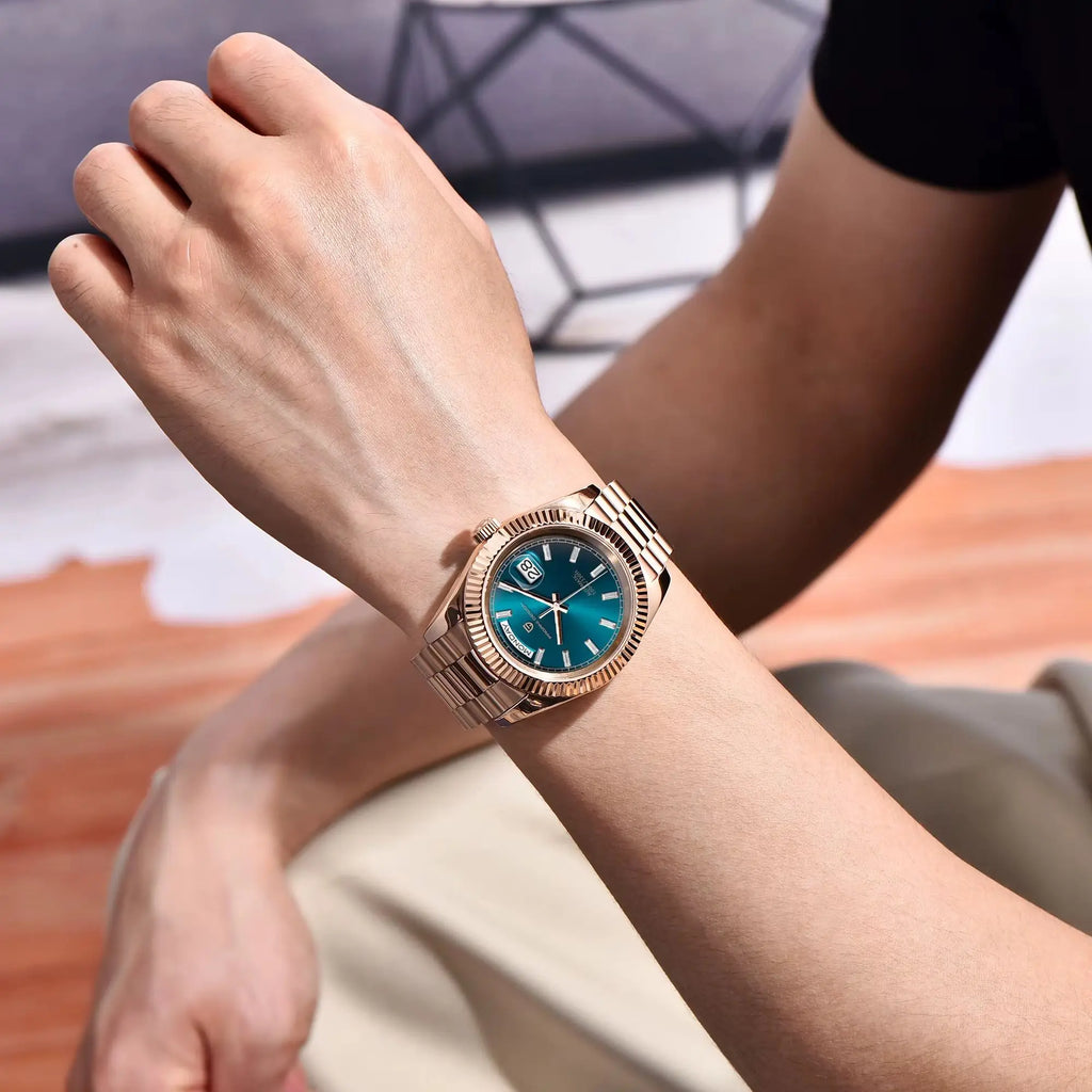 Neuer PAGANI DESIGN D36 mechanischer Luxus-Herrenuhr aus Roségold 2026, Automatik-Datumsuhr, AR-Saphirglas, lokaler Versand