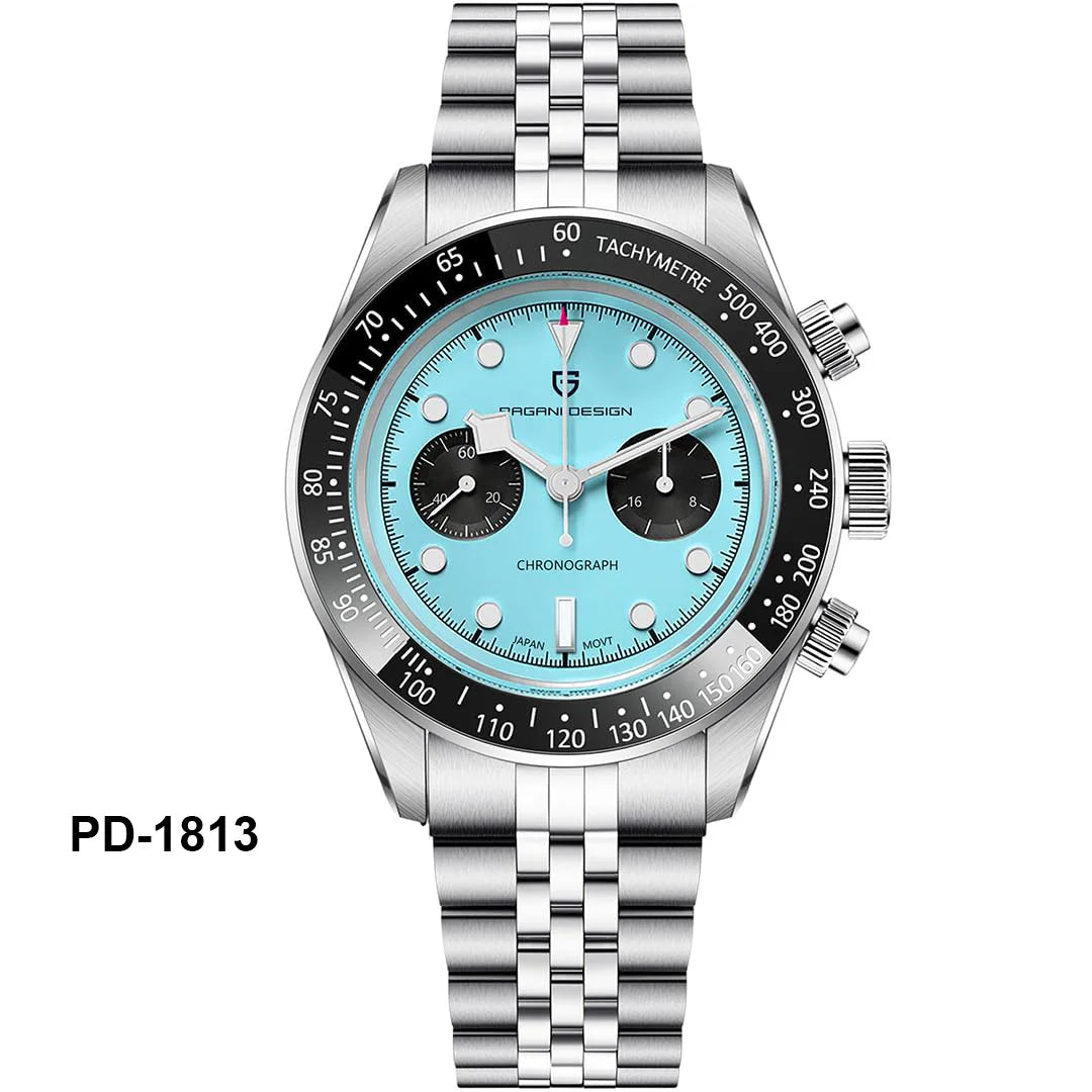 PAGANI DESIGN Orologio da polso al quarzo cronografo uomo, modello Panda, vetro zaffiro, impermeabile 10 bar