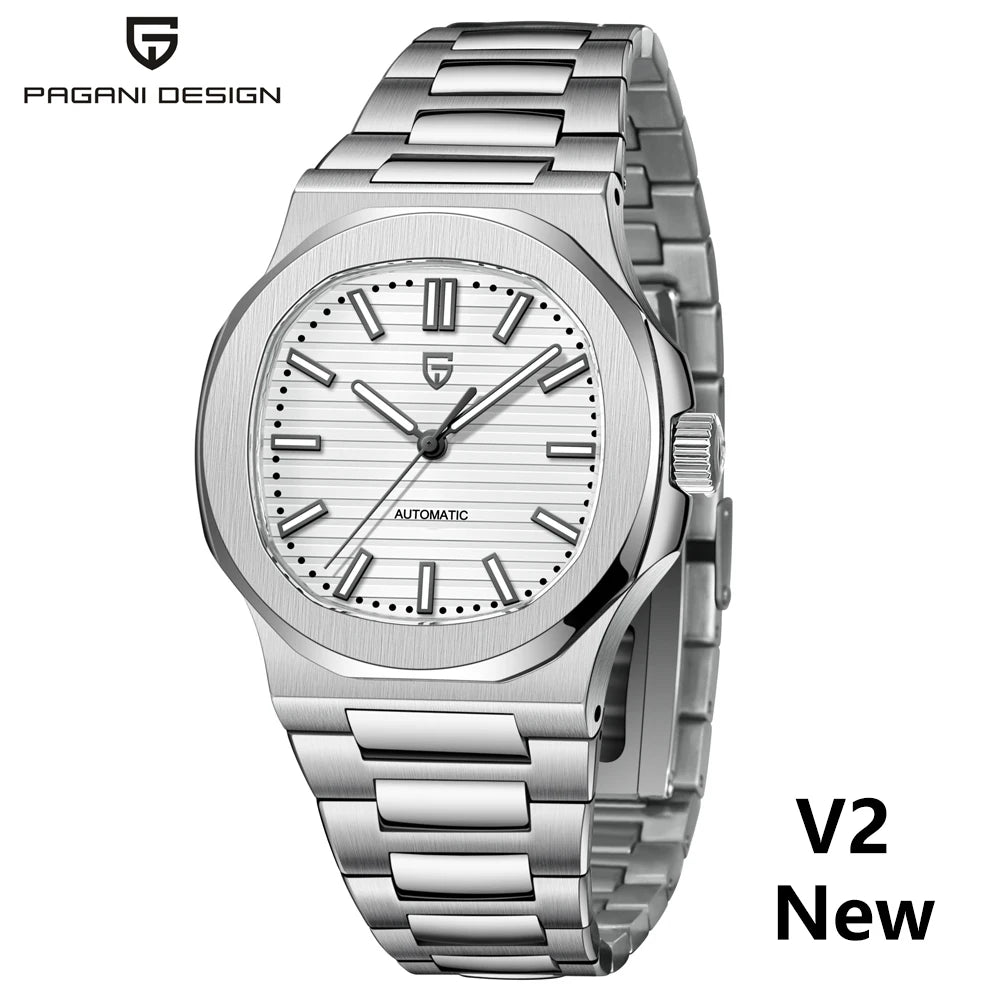 PAGANI DESIGN 2026 Neue Herren Luxus-Automatikuhr, mechanische Armbanduhr aus Edelstahl mit Saphirglas, 40MM Tonneau-Zifferblatt