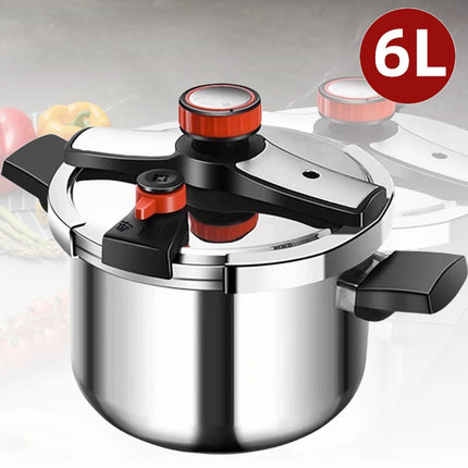 6L 304 Stainless Steel Pressure Cooker, 3-Level Adjustable Explosion-Proof Pot for Gas and Induction, Large Capacity for Home Kitchen