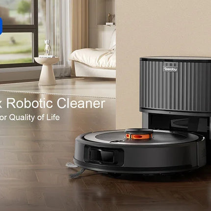 Teendow D10S Max 2600Mah Robot Vacuum Cleaner and Mop with Auto-Empty Station 4500Pa Powerful Suction 3L Dust Bag Smart Mapping