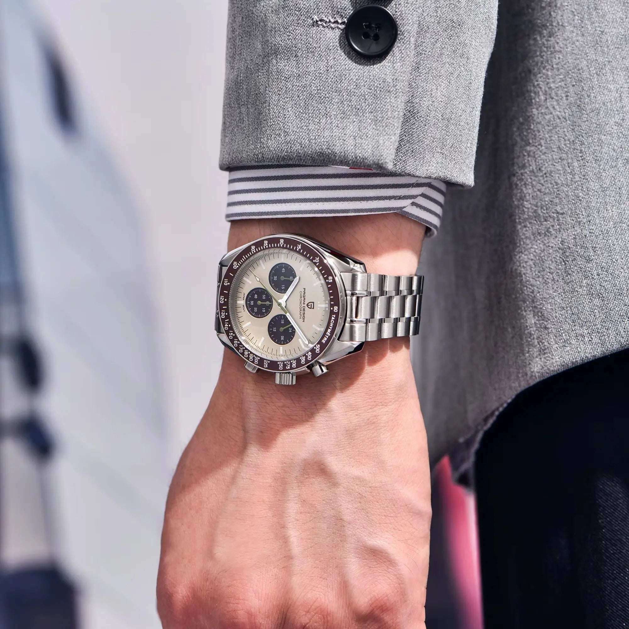 PAGANI DESIGN Orologio da Polso Uomo Quarzo Cronografo PD-1701-EU Cassa Acciaio Inossidabile Vetro Zaffiro