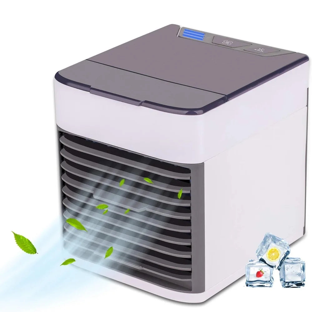 Mini tragbare Klimaanlage, Wasserkühler, erfrischt, befeuchtet und reinigt, drei Geschwindigkeiten und LED-Licht