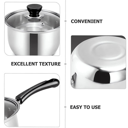 Set di 3 Casseruole Antiaderenti in Acciaio Inox per Induzione con Coperchi in Vetro, 16/18/20cm
