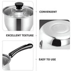 3er-Set antihaftbeschichteter Edelstahl-Töpfe für Induktion mit Glasdeckeln, 16/18/20cm
