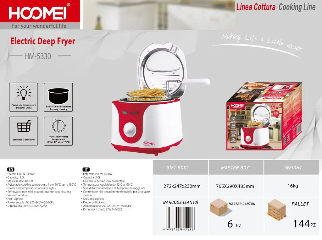 Friggitrice Elettrica HOOMEI HM-5330 1450W 2L